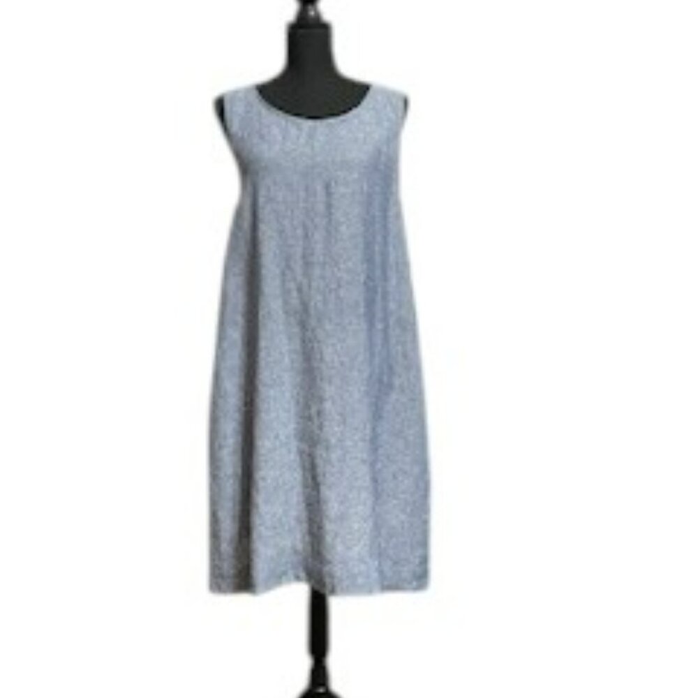 Sigrid Olsen Linen Dress Sleeveless Casual Blue Summer Dress